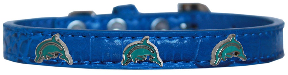 Dog, Puppy & Pet Designer Croc Widget Collar, "Dolphins"