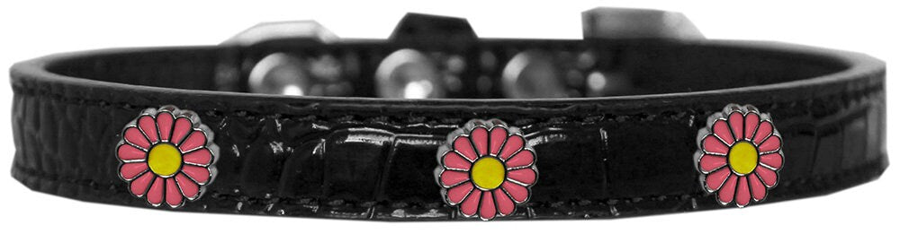 Dog, Puppy & Pet Designer Croc Widget Collar, "Pink Daisies"