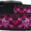 Pet Dog & Cat Nylon Collar or Leash, "Hot Pink Plaid Skulls"