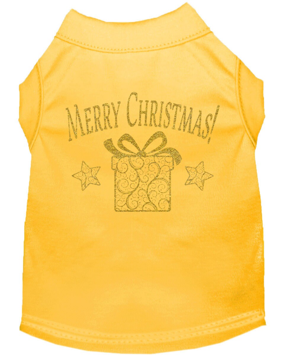 Christmas Screenprinted Dog Shirt, "Golden Christmas Present"