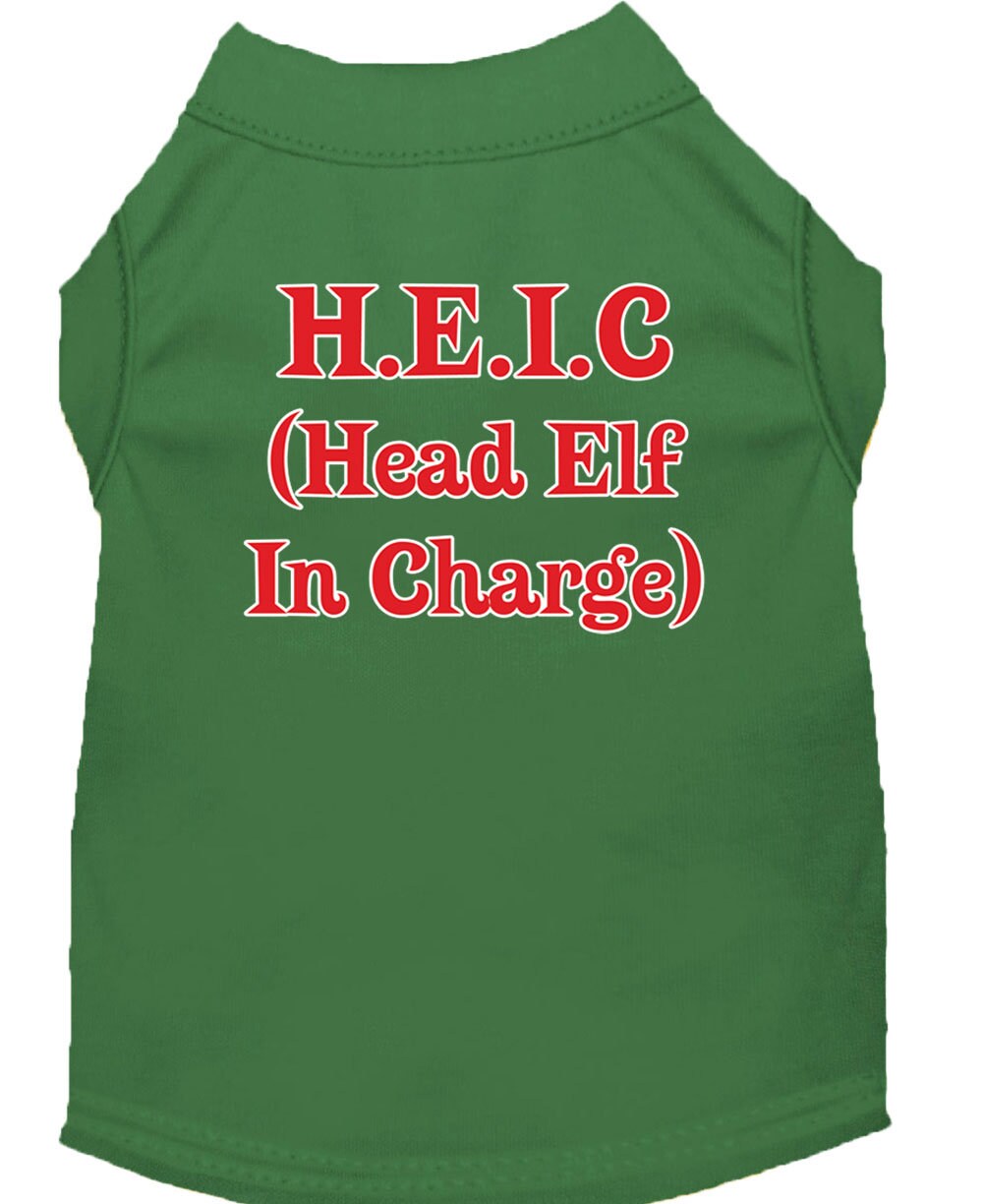 Christmas Screenprinted Dog Shirt, "Head Elf In Charge"