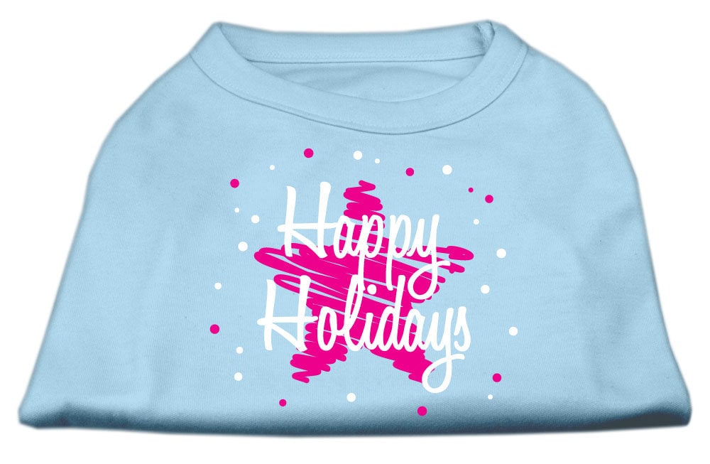 Christmas Screenprinted Dog Shirt, "Scribble Happy Holidays"