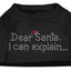 Christmas Pet Dog & Cat Shirt Rhinestone, "Dear Santa, I Can Explain"