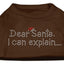 Christmas Pet Dog & Cat Shirt Rhinestone, "Dear Santa, I Can Explain"