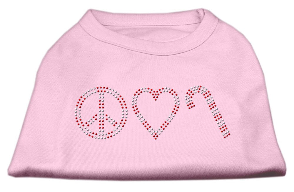 Christmas Rhinestone Studded Dog Shirt, "Peace, Love & Candy Canes"