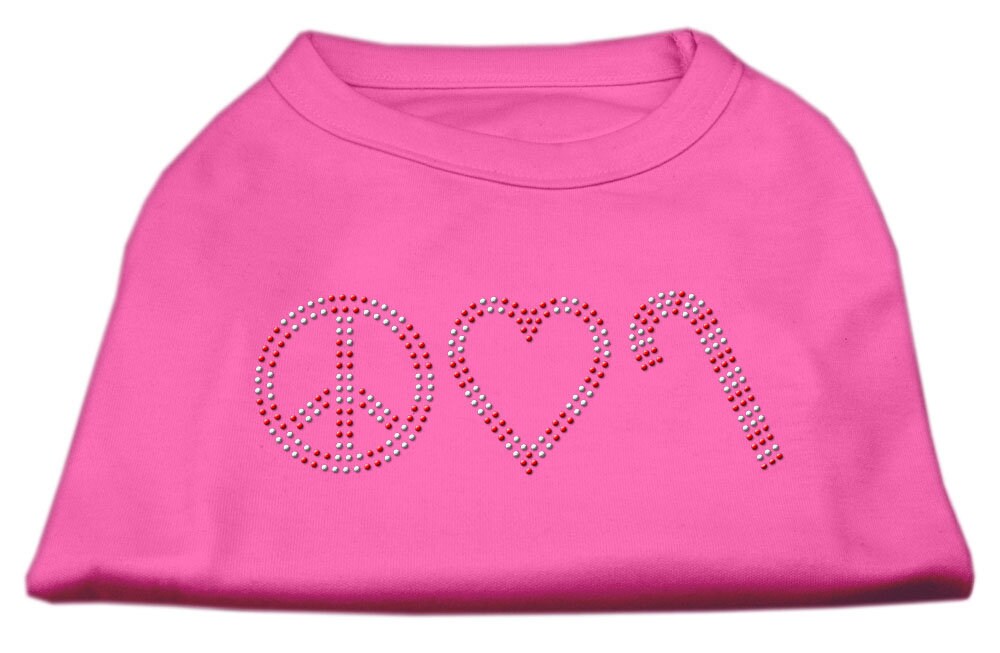 Christmas Rhinestone Studded Dog Shirt, "Peace, Love & Candy Canes"