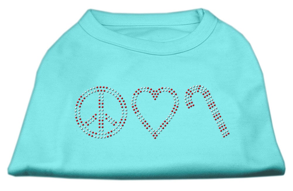 Christmas Rhinestone Studded Dog Shirt, "Peace, Love & Candy Canes"