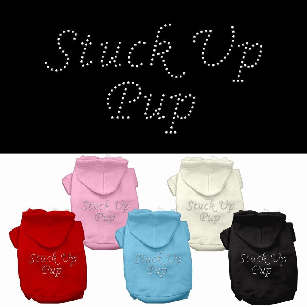 Pet, Dog & Cat Hoodie Rhinestone, "Stuck Up Pup"