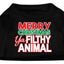 Holiday Pet Dog & Cat Shirt Screen Printed, "Merry Christmas Ya Filthy Animal"