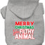 Christmas Pet Dog & Cat Hoodie Screen Printed, "Merry Christmas Ya Filthy Animal"