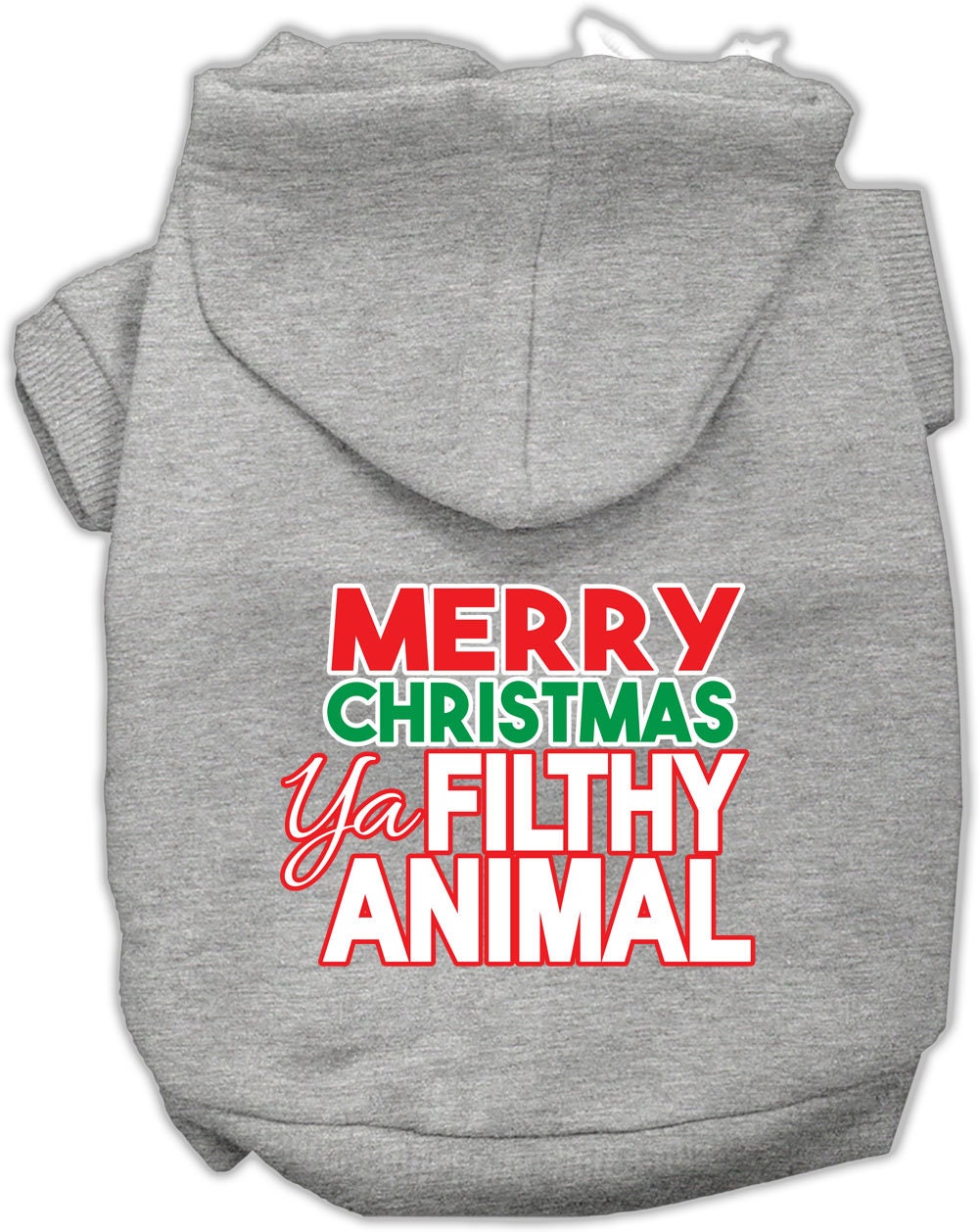 Christmas Pet Dog & Cat Hoodie Screen Printed, "Merry Christmas Ya Filthy Animal"