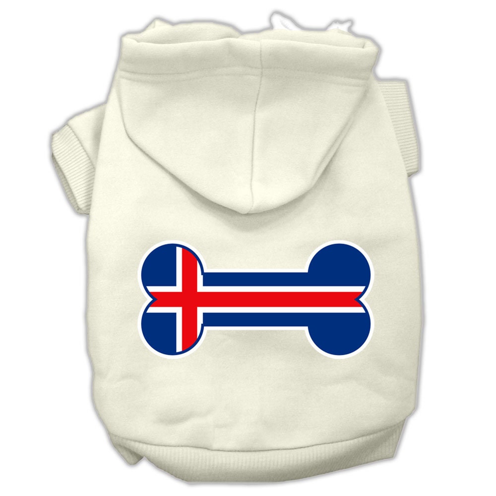 Pet, Dog & Cat Hoodie Screen Printed, "Bone Shaped Iceland Flag"