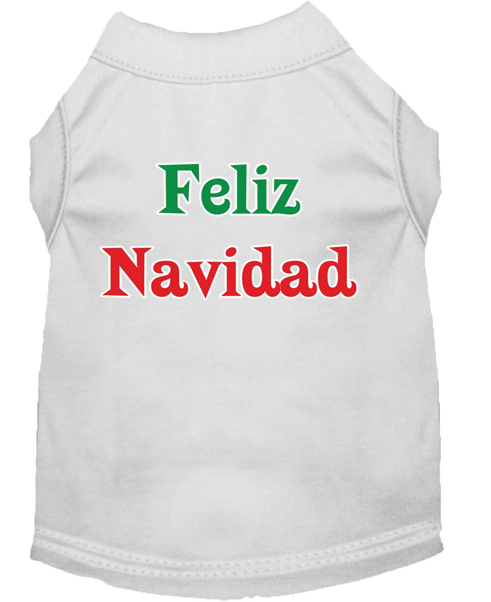 Christmas Screenprinted Dog Shirt, "Feliz Navidad"