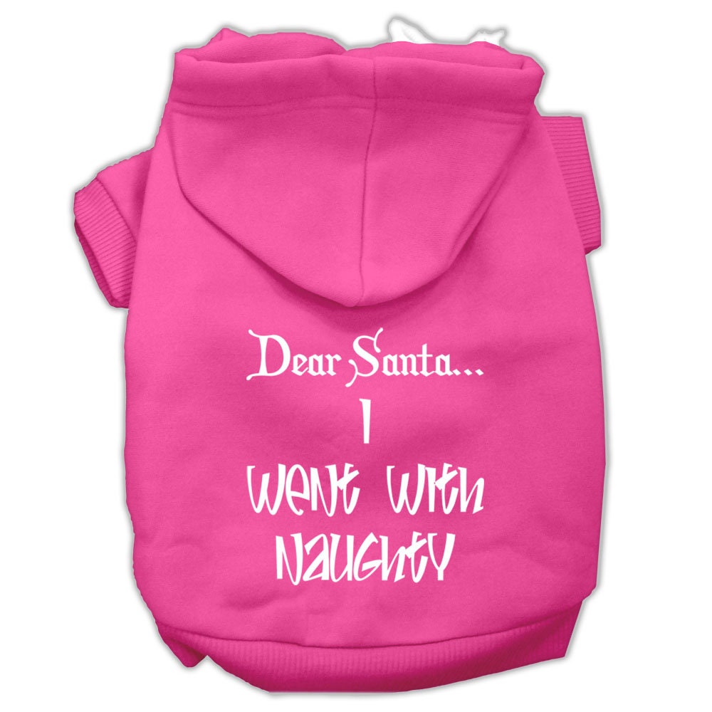 Christmas Pet Dog & Cat Hoodie Screen Printed, "Dear Santa, I Went With Naughty"