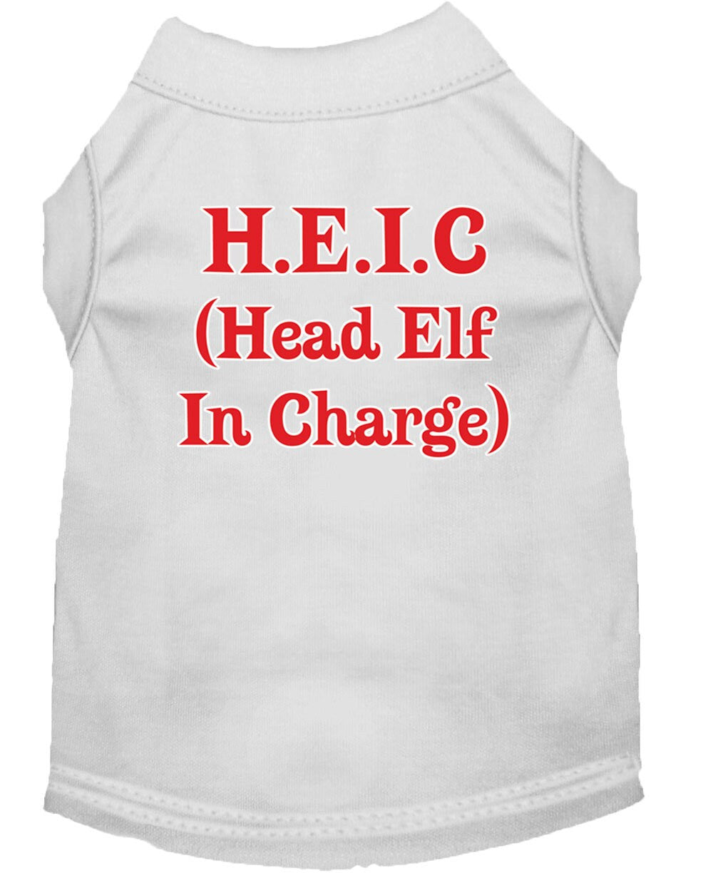 Christmas Screenprinted Dog Shirt, "Head Elf In Charge"