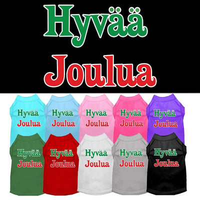 Christmas Screenprinted Dog Shirt, "Hyvaa Joulua"