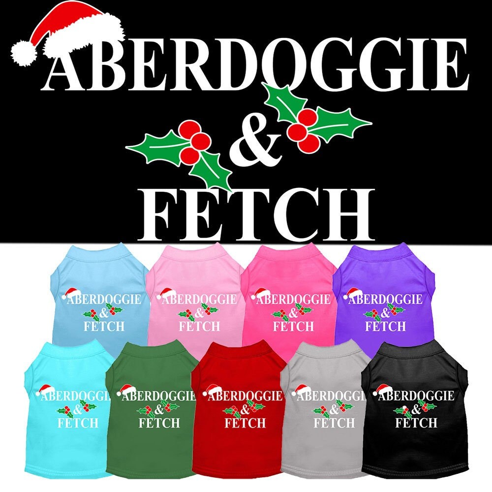 Christmas Screenprinted Dog Shirt, "Aberdoggie & Fetch"