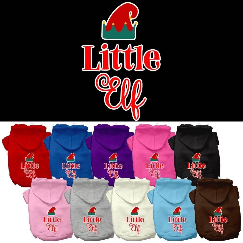 Christmas Pet Dog & Cat Hoodie Screen Printed, "Little Elf"