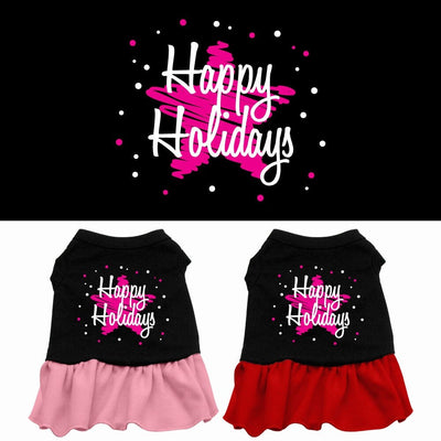 Christmas Pet Dog & Cat Dress Screen Printed, "Scribble Happy Holidays"