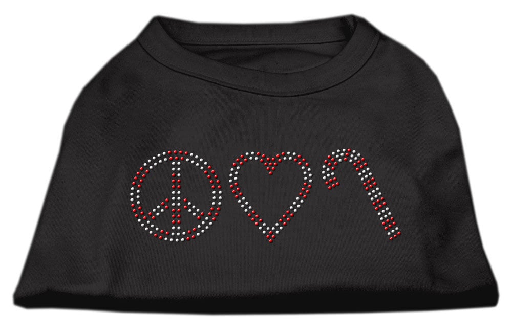 Christmas Rhinestone Studded Dog Shirt, "Peace, Love & Candy Canes"