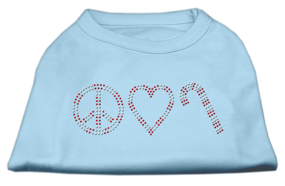 Christmas Rhinestone Studded Dog Shirt, "Peace, Love & Candy Canes"