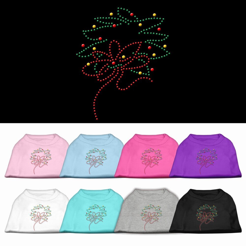 Christmas Pet Dog & Cat Shirt Rhinestone, "Christmas Wreath"