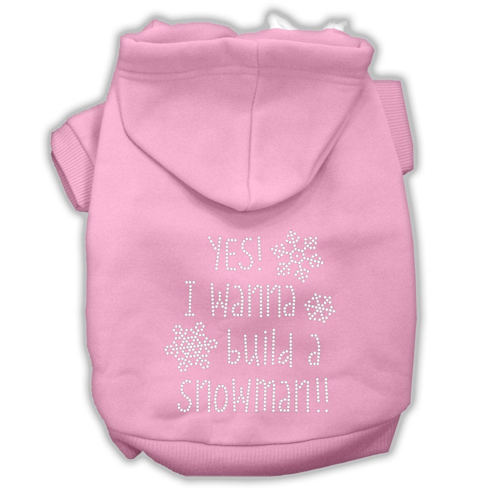 Christmas Pet, Dog & Cat Hoodie Rhinestone, "Yes! I Want To Build A Snowman"