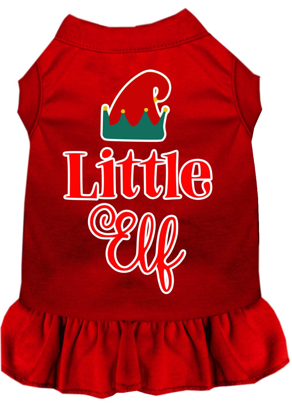 Christmas Pet Dog & Cat Dress Screen Printed, "Little Elf"