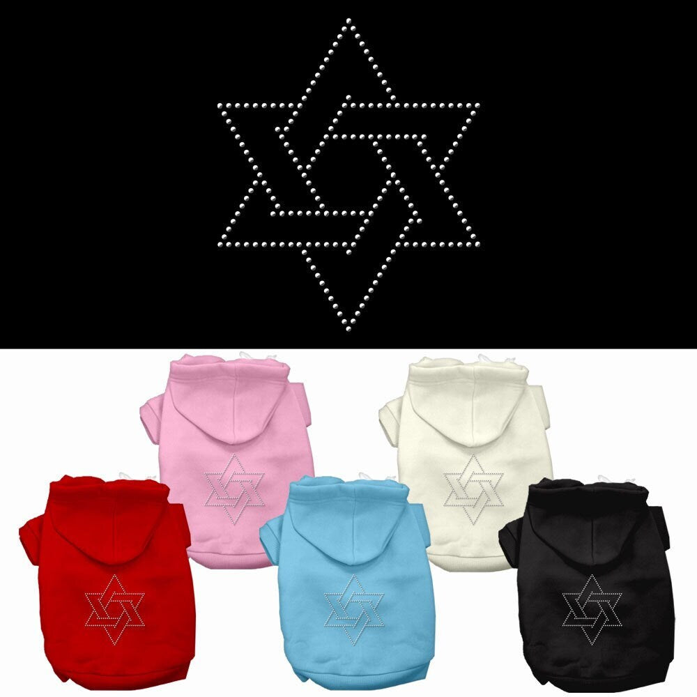 Hanukkah Pet, Dog & Cat Hoodie Rhinestone, "Star Of David"