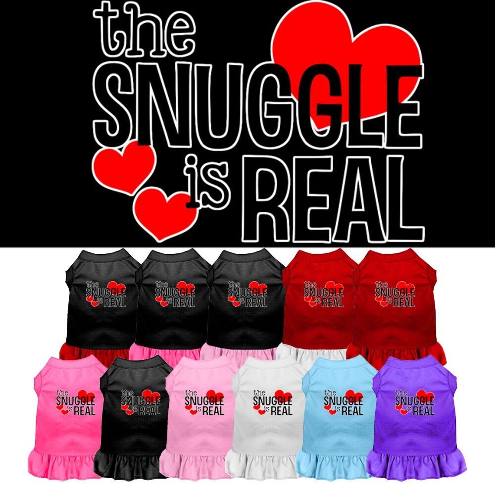 Dog Dress, Pet Dog & Cat Dress Screen Printed, "The Snuggle Is Real"