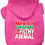 Christmas Pet Dog & Cat Hoodie Screen Printed, "Merry Christmas Ya Filthy Animal"