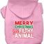 Christmas Pet Dog & Cat Hoodie Screen Printed, "Merry Christmas Ya Filthy Animal"