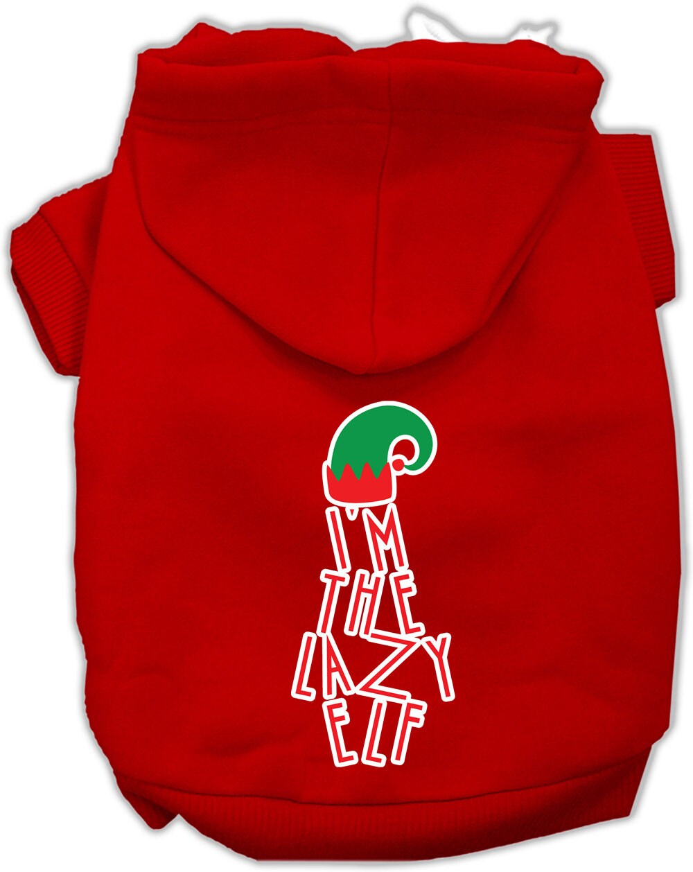 Christmas Pet Dog & Cat Hoodie Screen Printed, "I'm The Lazy Elf"