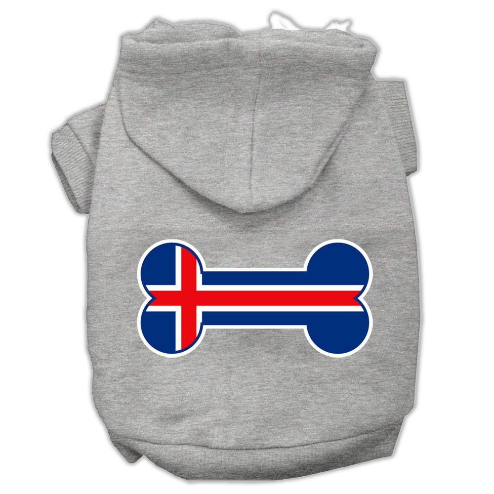 Pet, Dog & Cat Hoodie Screen Printed, "Bone Shaped Iceland Flag"