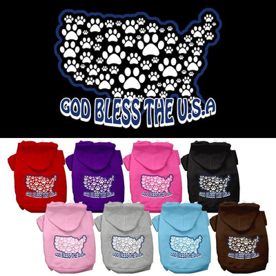 Pet, Dog & Cat Hoodie Screen Printed, "God Bless The USA"