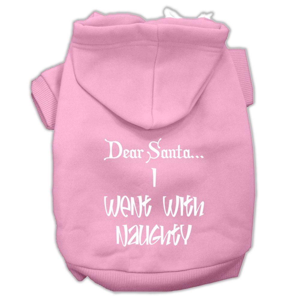 Christmas Pet Dog & Cat Hoodie Screen Printed, "Dear Santa, I Went With Naughty"