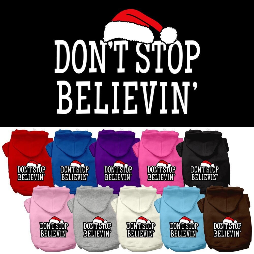 Christmas Pet Dog & Cat Hoodie Screen Printed, "Don't Stop Believin"