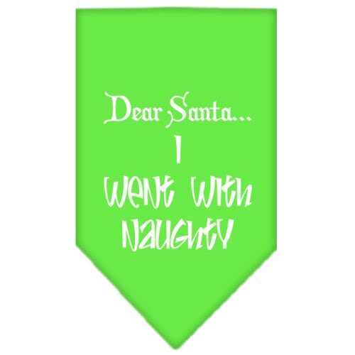 Christmas Pet and Dog Bandana Screen Printed, "Dear Santa... I Went With Naughty"