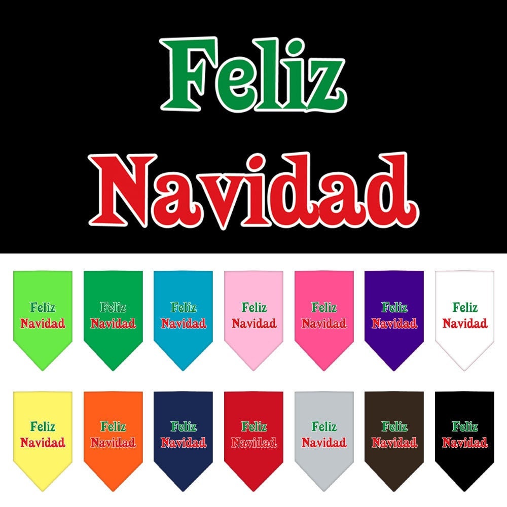 Christmas Pet and Dog Bandana Screen Printed, "Feliz Navidad"