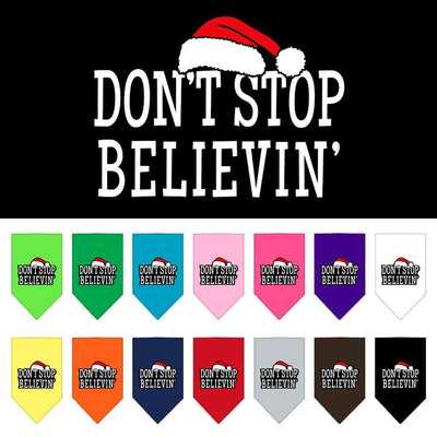 Christmas Pet and Dog Bandana Screen Printed, "Don't Stop Believin'"