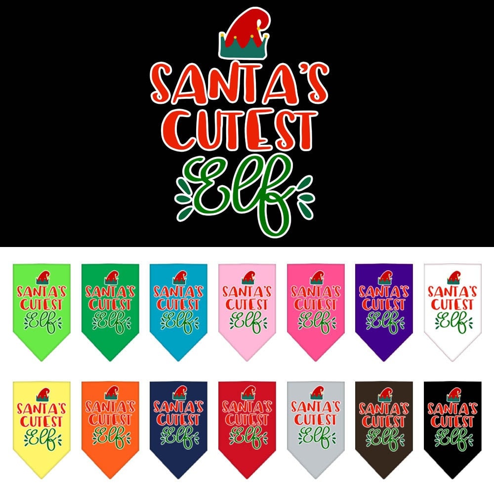 Christmas Pet and Dog Bandana Screen Printed, "Santa's Cutest Elf"