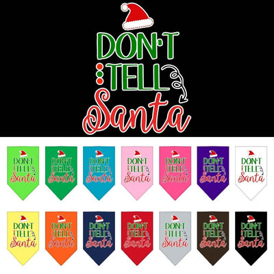 Christmas Pet and Dog Bandana Screen Printed, "Don't Tell Santa"