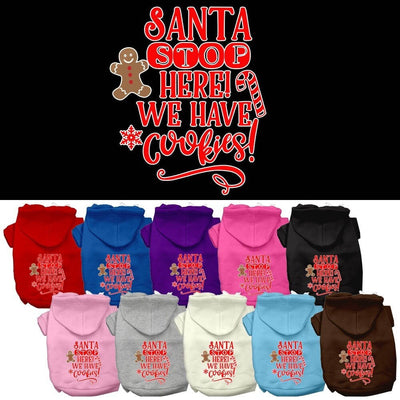 Christmas Pet Dog & Cat Hoodie Screen Printed, "Santa Stop Here, We Have Cookies"