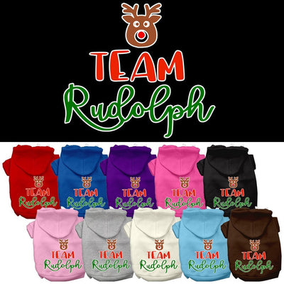 Christmas Pet Dog & Cat Hoodie Screen Printed, "Team Rudolph"