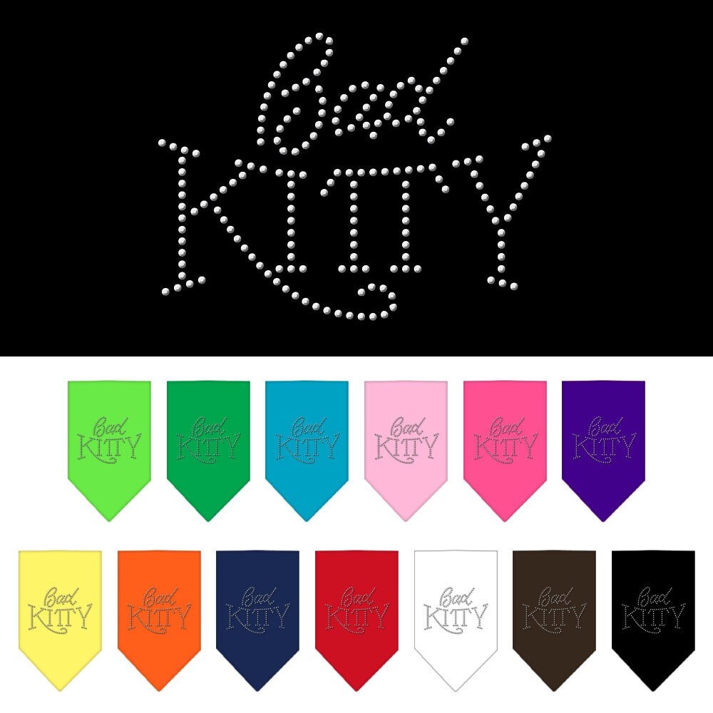 Pet and Dog Bandana Rhinestone, "Bad Kitty"