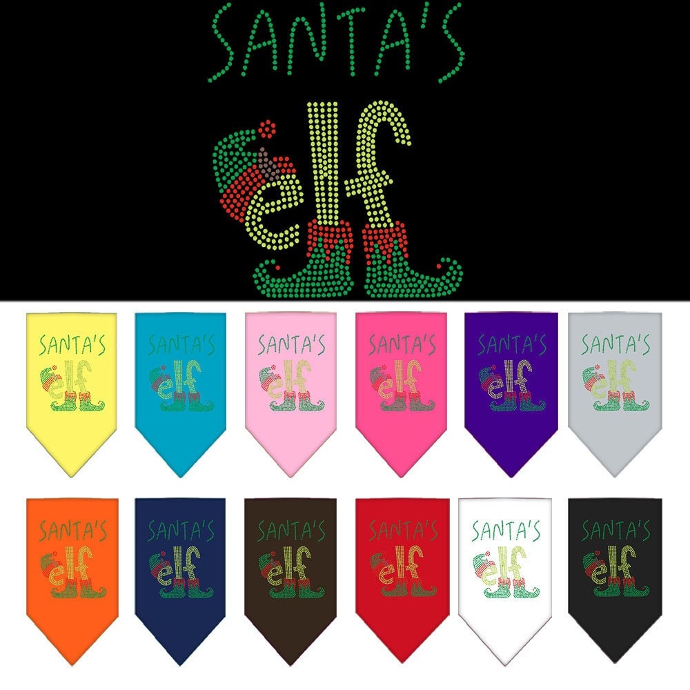 Christmas Pet and Dog Bandana Rhinestone, "Santa's Elf"