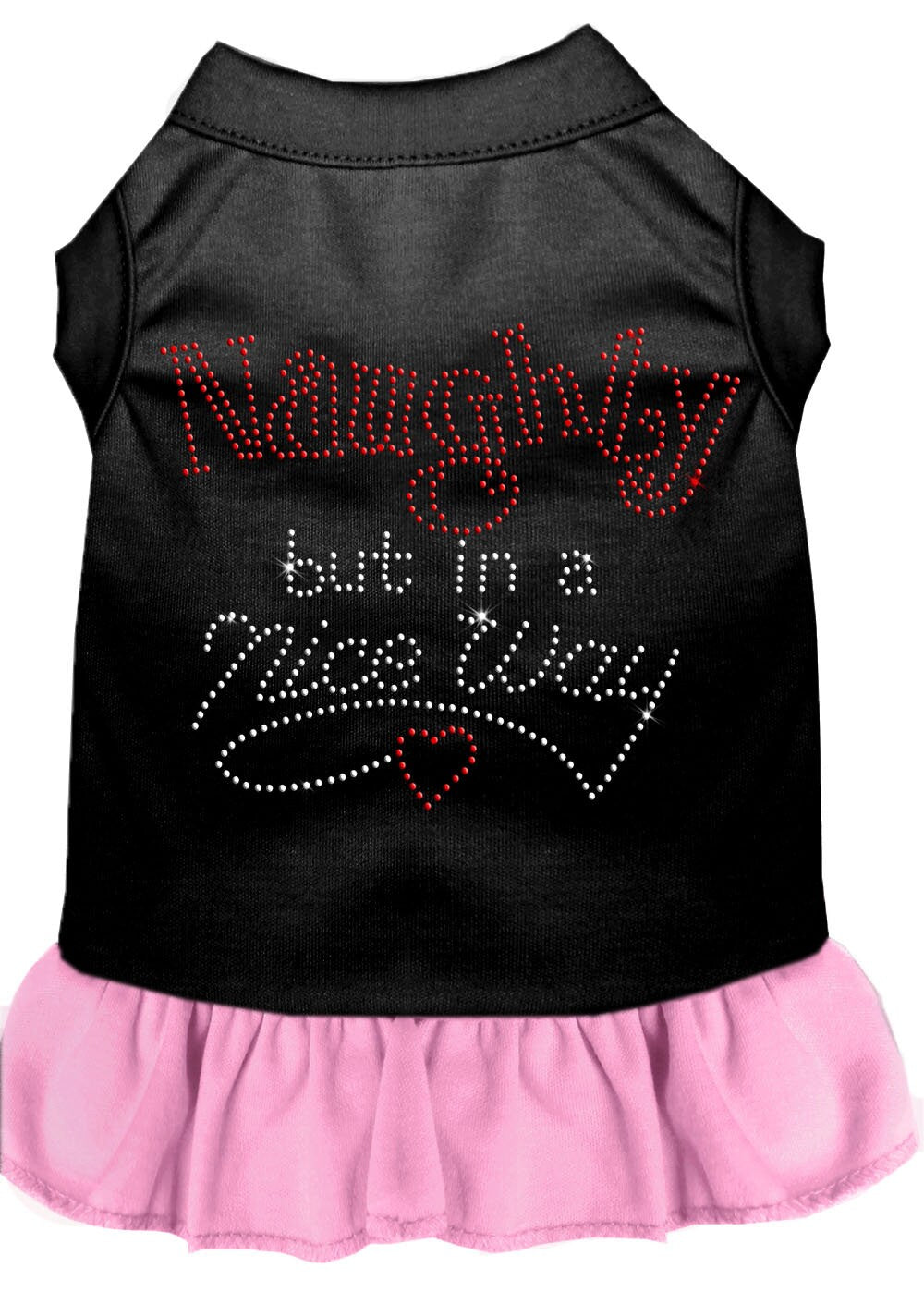 Christmas Pet Dog & Cat Dress Rhinestone, "Naughty But In A Nice Way"