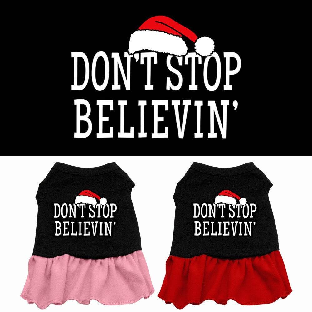 Christmas Pet Dog & Cat Dress Screen Printed, "Don't Stop Believin"