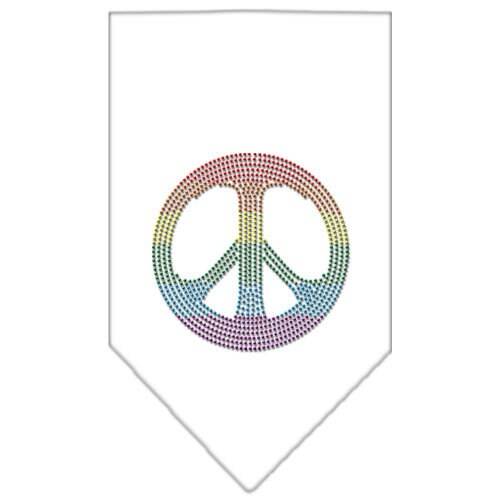 Pet and Dog Bandana Rhinestone, "Rainbow Peace Sign"