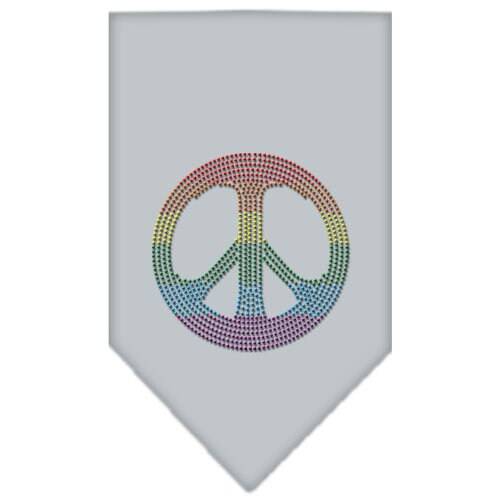 Pet and Dog Bandana Rhinestone, "Rainbow Peace Sign"